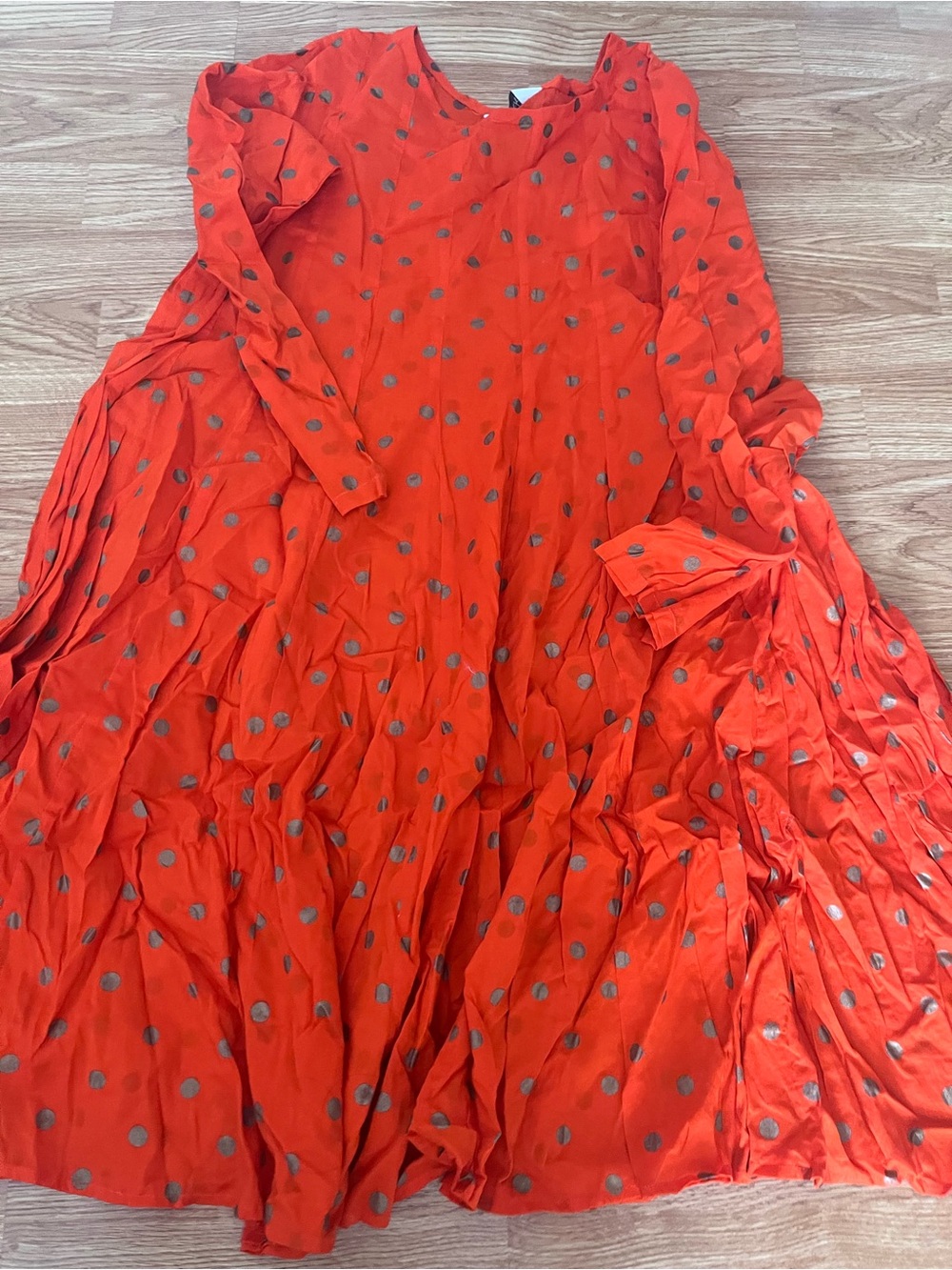 Orange Polka Dot Tiered Midi Dress - Women's Pakistani/indian